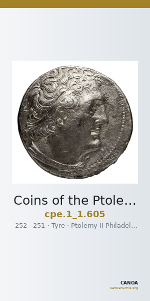 Coins of the Ptolemaic Empire Vol. I, Part 1, no. 605 — CANOA