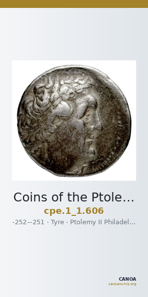 Coins of the Ptolemaic Empire Vol. I, Part 1, no. 606 — CANOA