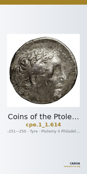 Coins of the Ptolemaic Empire Vol. I, Part 1, no. 614 — CANOA
