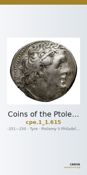 Coins of the Ptolemaic Empire Vol. I, Part 1, no. 615 — CANOA