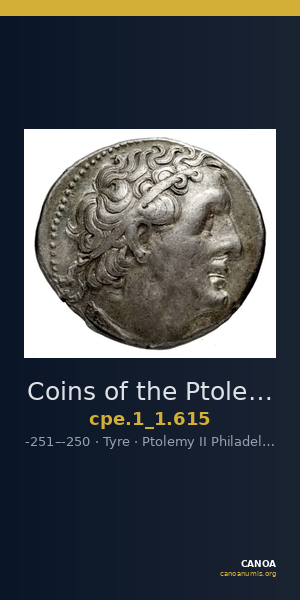 Coins of the Ptolemaic Empire Vol. I, Part 1, no. 615 — CANOA
