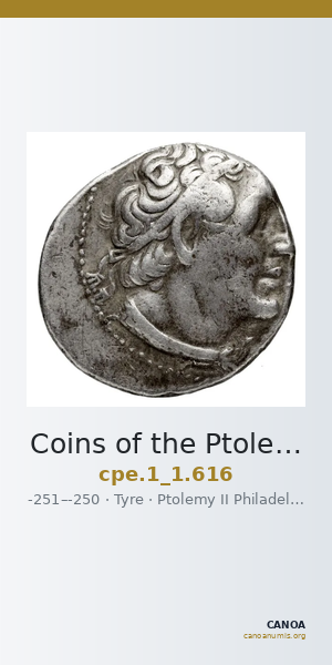 Coins of the Ptolemaic Empire Vol. I, Part 1, no. 616 — CANOA