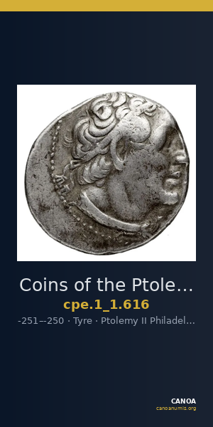 Coins of the Ptolemaic Empire Vol. I, Part 1, no. 616 — CANOA