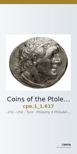 Coins of the Ptolemaic Empire Vol. I, Part 1, no. 617 — CANOA