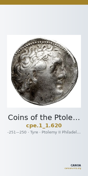 Coins of the Ptolemaic Empire Vol. I, Part 1, no. 620 — CANOA