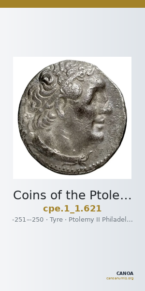 Coins of the Ptolemaic Empire Vol. I, Part 1, no. 621 — CANOA