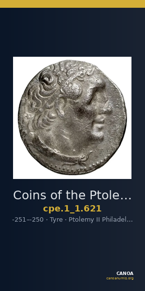 Coins of the Ptolemaic Empire Vol. I, Part 1, no. 621 — CANOA