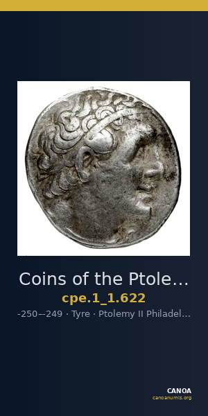 Coins of the Ptolemaic Empire Vol. I, Part 1, no. 622 — CANOA