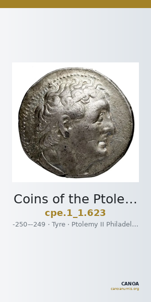 Coins of the Ptolemaic Empire Vol. I, Part 1, no. 623 — CANOA