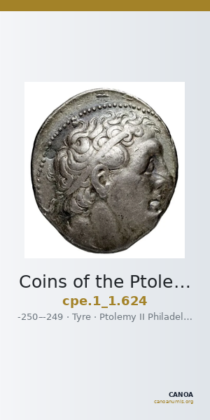 Coins of the Ptolemaic Empire Vol. I, Part 1, no. 624 — CANOA