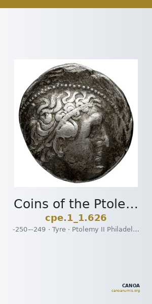 Coins of the Ptolemaic Empire Vol. I, Part 1, no. 626 — CANOA