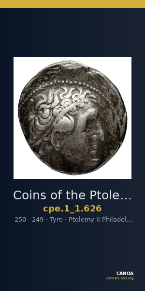 Coins of the Ptolemaic Empire Vol. I, Part 1, no. 626 — CANOA