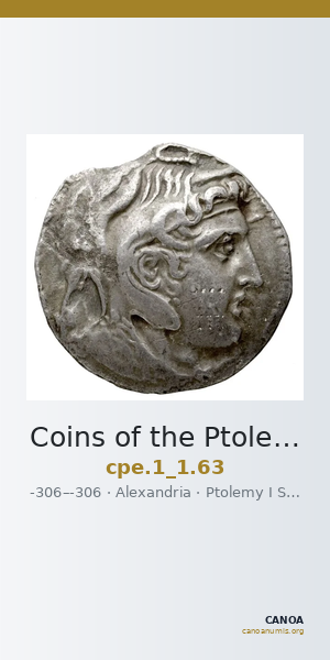 Coins of the Ptolemaic Empire Vol. I, Part 1, no. 63 — CANOA