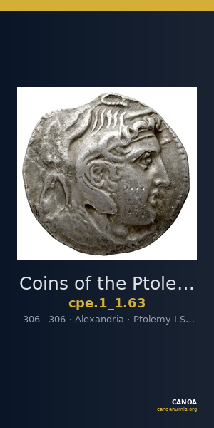 Coins of the Ptolemaic Empire Vol. I, Part 1, no. 63 — CANOA