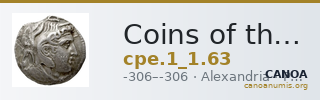 Coins of the Ptolemaic Empire Vol. I, Part 1, no. 63 — CANOA