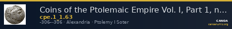 Coins of the Ptolemaic Empire Vol. I, Part 1, no. 63 — CANOA