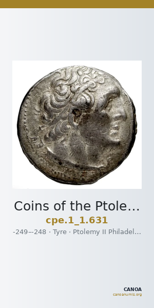 Coins of the Ptolemaic Empire Vol. I, Part 1, no. 631 — CANOA