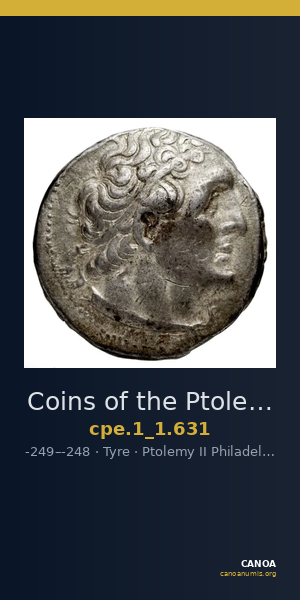 Coins of the Ptolemaic Empire Vol. I, Part 1, no. 631 — CANOA