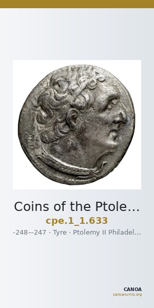 Coins of the Ptolemaic Empire Vol. I, Part 1, no. 633 — CANOA
