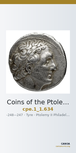 Coins of the Ptolemaic Empire Vol. I, Part 1, no. 634 — CANOA