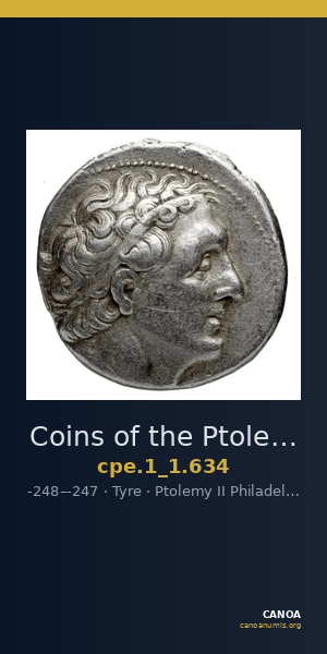Coins of the Ptolemaic Empire Vol. I, Part 1, no. 634 — CANOA