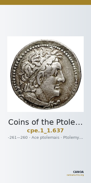 Coins of the Ptolemaic Empire Vol. I, Part 1, no. 637 — CANOA