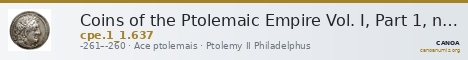 Coins of the Ptolemaic Empire Vol. I, Part 1, no. 637 — CANOA