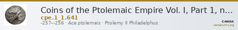 Coins of the Ptolemaic Empire Vol. I, Part 1, no. 641 — CANOA