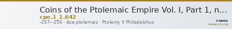 Coins of the Ptolemaic Empire Vol. I, Part 1, no. 642 — CANOA