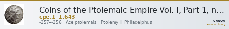 Coins of the Ptolemaic Empire Vol. I, Part 1, no. 643 — CANOA