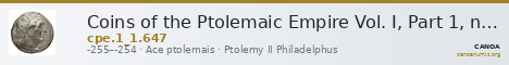 Coins of the Ptolemaic Empire Vol. I, Part 1, no. 647 — CANOA