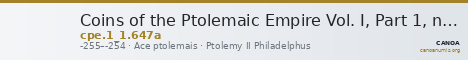 Coins of the Ptolemaic Empire Vol. I, Part 1, no. 647a — CANOA
