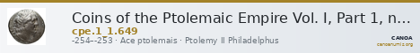 Coins of the Ptolemaic Empire Vol. I, Part 1, no. 649 — CANOA