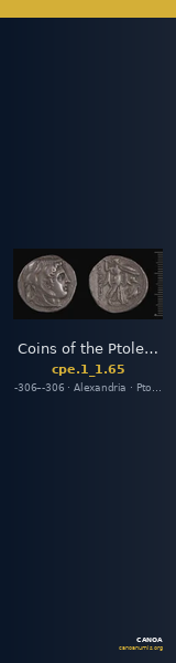 Coins of the Ptolemaic Empire Vol. I, Part 1, no. 65 — CANOA