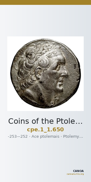 Coins of the Ptolemaic Empire Vol. I, Part 1, no. 650 — CANOA