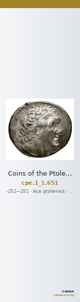 Coins of the Ptolemaic Empire Vol. I, Part 1, no. 651 — CANOA
