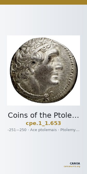 Coins of the Ptolemaic Empire Vol. I, Part 1, no. 653 — CANOA