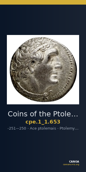 Coins of the Ptolemaic Empire Vol. I, Part 1, no. 653 — CANOA
