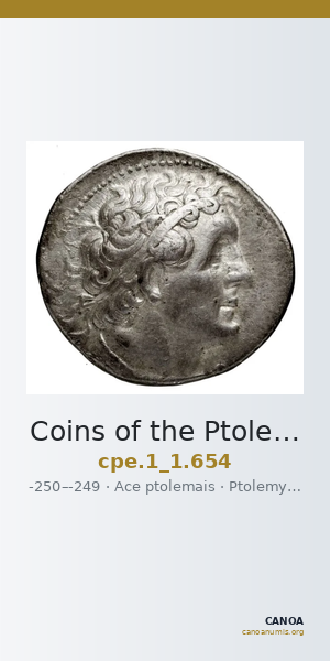 Coins of the Ptolemaic Empire Vol. I, Part 1, no. 654 — CANOA