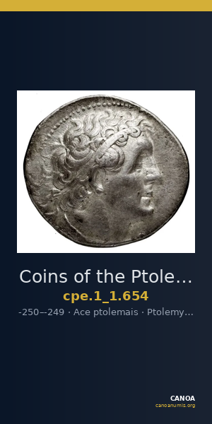 Coins of the Ptolemaic Empire Vol. I, Part 1, no. 654 — CANOA