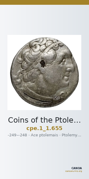 Coins of the Ptolemaic Empire Vol. I, Part 1, no. 655 — CANOA