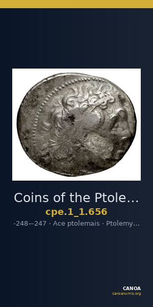 Coins of the Ptolemaic Empire Vol. I, Part 1, no. 656 — CANOA