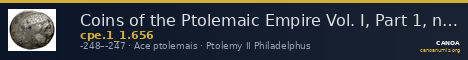 Coins of the Ptolemaic Empire Vol. I, Part 1, no. 656 — CANOA