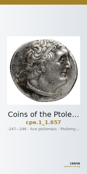 Coins of the Ptolemaic Empire Vol. I, Part 1, no. 657 — CANOA