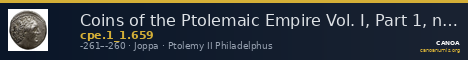 Coins of the Ptolemaic Empire Vol. I, Part 1, no. 659 — CANOA