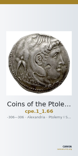 Coins of the Ptolemaic Empire Vol. I, Part 1, no. 66 — CANOA