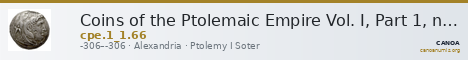 Coins of the Ptolemaic Empire Vol. I, Part 1, no. 66 — CANOA