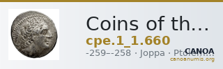 Coins of the Ptolemaic Empire Vol. I, Part 1, no. 660 — CANOA
