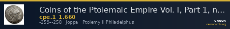 Coins of the Ptolemaic Empire Vol. I, Part 1, no. 660 — CANOA