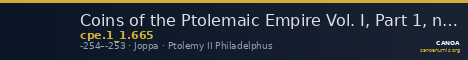 Coins of the Ptolemaic Empire Vol. I, Part 1, no. 665 — CANOA